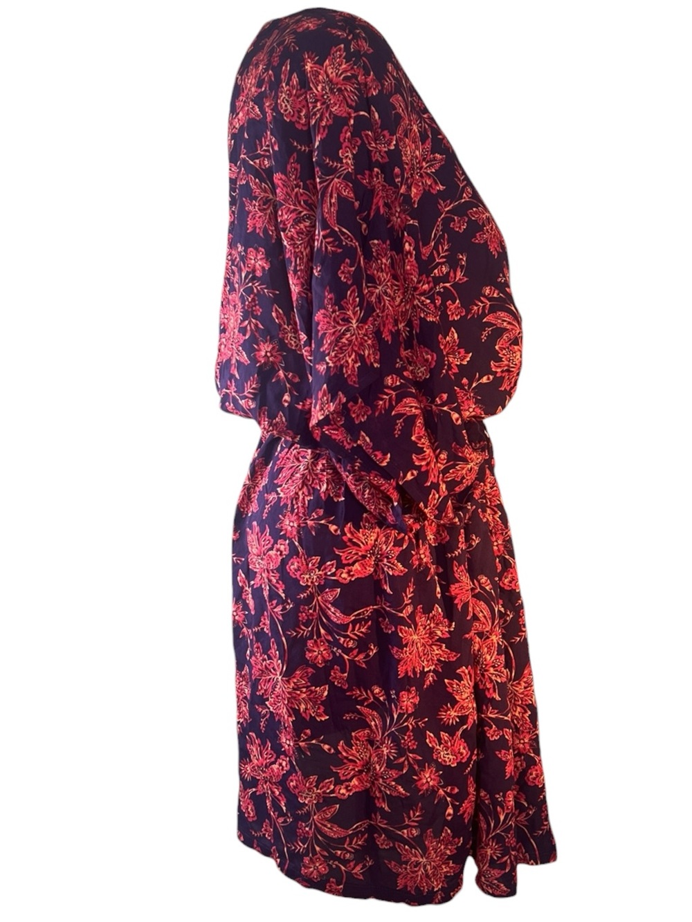 Land’s End Floral Navy and Pink V-Neck Swim Cover Up Beach Cruise Vacation Pool - Picture 2 of 7